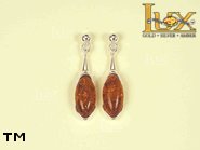 Jewellery SILVER sterling earrings.  Stone: amber. TAG: ; name: E-332; weight: 3g.