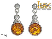 Jewellery SILVER sterling earrings.  Stone: amber. TAG: ; name: E-340-2; weight: 2.5g.