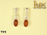 Jewellery SILVER sterling earrings.  Stone: amber. TAG: hearts; name: E-349; weight: 2.5g.