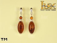 Jewellery SILVER sterling earrings.  Stone: amber. TAG: ; name: E-369; weight: 2.9g.