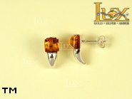 Jewellery SILVER sterling earrings.  Stone: amber. TAG: ; name: E-381; weight: 2g.