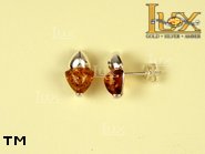 Jewellery SILVER sterling earrings.  Stone: amber. TAG: ; name: E-384; weight: 2.1g.