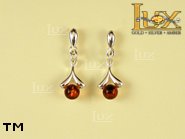 Jewellery SILVER sterling earrings.  Stone: amber. TAG: ; name: E-398; weight: 2.2g.