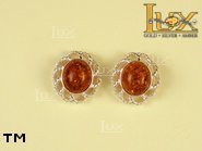 Jewellery SILVER sterling earrings.  Stone: amber. TAG: ; name: E-409; weight: 3.4g.