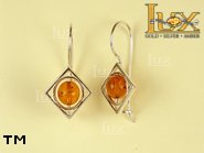 Jewellery SILVER sterling earrings.  Stone: amber. TAG: ; name: E-498; weight: 2.8g.