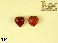 Jewellery SILVER sterling earrings.  Stone: amber. TAG: hearts; name: E-502; weight: 2.5g.
