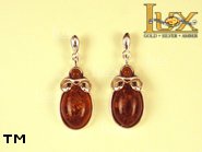 Jewellery SILVER sterling earrings.  Stone: amber. TAG: ; name: E-521-1; weight: 4.2g.