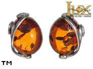 Jewellery SILVER sterling earrings.  Stone: amber. TAG: ; name: E-528; weight: 2.8g.