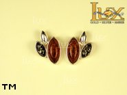 Jewellery SILVER sterling earrings.  Stone: amber. TAG: nature; name: E-529-1; weight: 3.1g.