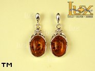 Jewellery SILVER sterling earrings.  Stone: amber. TAG: ; name: E-605; weight: 5.1g.