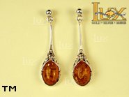 Jewellery SILVER sterling earrings.  Stone: amber. TAG: ; name: E-608; weight: 3.7g.