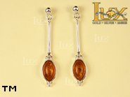 Jewellery SILVER sterling earrings.  Stone: amber. TAG: ; name: E-609; weight: 3.2g.