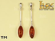 Jewellery SILVER sterling earrings.  Stone: amber. TAG: ; name: E-611; weight: 3.1g.