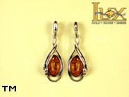 Jewellery SILVER sterling earrings.  Stone: amber. TAG: ; name: E-633; weight: 5.1g.