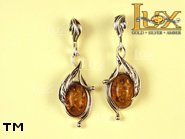 Jewellery SILVER sterling earrings.  Stone: amber. TAG: ; name: E-658; weight: 5.1g.