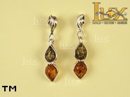 Jewellery SILVER sterling earrings.  Stone: amber. TAG: ; name: E-666; weight: 3g.