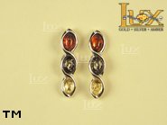 Jewellery SILVER sterling earrings.  Stone: amber. TAG: ; name: E-707; weight: 3.8g.