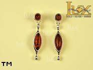 Jewellery SILVER sterling earrings.  Stone: amber. TAG: ; name: E-722; weight: 3.8g.
