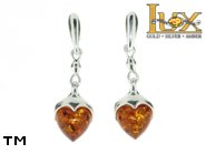 Jewellery SILVER sterling earrings.  Stone: amber. TAG: hearts, clasic; name: E-743; weight: 4.6g.