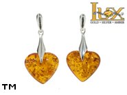 Jewellery SILVER sterling earrings.  Stone: amber. TAG: hearts; name: E-759; weight: 4.4g.