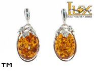 Jewellery SILVER sterling earrings.  Stone: amber. TAG: nature; name: E-760; weight: 5.8g.
