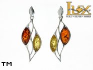 Jewellery SILVER sterling earrings.  Stone: amber. TAG: ; name: E-808; weight: 5.4g.