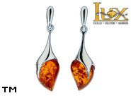 Jewellery SILVER sterling earrings.  Stone: amber. TAG: hearts; name: E-822; weight: 5.5g.