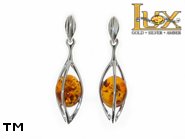 Jewellery SILVER sterling earrings.  Stone: amber. TAG: ; name: E-844-1SW; weight: 3.2g.