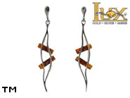 Jewellery SILVER sterling earrings.  Stone: amber. TAG: ; name: E-854; weight: 5.1g.