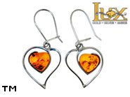 Jewellery SILVER sterling earrings.  Stone: amber. TAG: hearts; name: E-877W; weight: 3.4g.