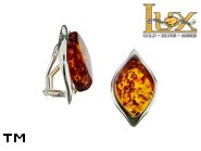 Jewellery SILVER sterling earrings.  Stone: amber. TAG: ; name: E-893-2C; weight: 3.1g.
