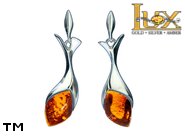 Jewellery SILVER sterling earrings.  Stone: amber. TAG: ; name: E-900; weight: 3.9g.