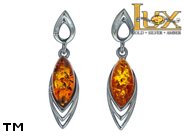 Jewellery SILVER sterling earrings.  Stone: amber. TAG: ; name: E-915; weight: 3.2g.