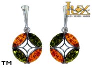 Jewellery SILVER sterling earrings.  Stone: amber. TAG: ; name: E-921; weight: 3.3g.