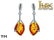 Jewellery SILVER sterling earrings.  Stone: amber. TAG: ; name: E-942; weight: 3.3g.