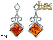 Jewellery SILVER sterling earrings.  Stone: amber. TAG: clasic; name: E-950; weight: 5.6g.