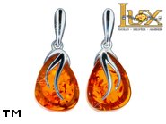 Jewellery SILVER sterling earrings.  Stone: amber. TAG: ; name: E-957; weight: 4.1g.