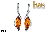 Jewellery SILVER sterling earrings.  Stone: amber. TAG: ; name: E-970; weight: 3.2g.