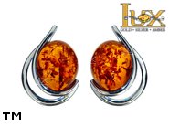 Jewellery SILVER sterling earrings.  Stone: amber. TAG: ; name: E-981; weight: 2.4g.