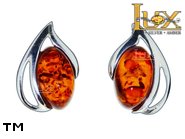 Jewellery SILVER sterling earrings.  Stone: amber. TAG: hearts; name: E-985; weight: 2.5g.