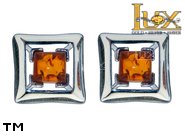 Jewellery SILVER sterling earrings.  Stone: amber. TAG: modern; name: E-988; weight: 2.3g.
