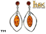 Jewellery SILVER sterling earrings.  Stone: amber. TAG: ; name: E-A38; weight: 4.2g.