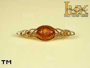 Jewellery GOLD brooche.  Stone: amber. TAG: ; name: GBR135; weight: 3.6g.