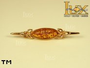 Jewellery GOLD brooche.  Stone: amber. TAG: ; name: GBR141; weight: 4.5g.