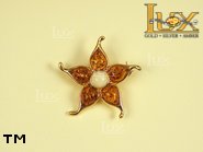 Jewellery GOLD brooche.  Stone: amber. TAG: nature; name: GBR310; weight: 4.5g.