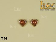 Jewellery GOLD earrings.  Stone: amber. TAG: hearts, clasic; name: GE001; weight: 2.1g.