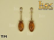 Jewellery GOLD earrings.  Stone: amber. TAG: ; name: GE031; weight: 3.6g.