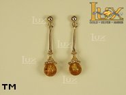 Jewellery GOLD earrings.  Stone: amber. TAG: ; name: GE113; weight: 3.3g.