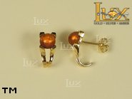 Jewellery GOLD earrings.  Stone: amber. TAG: ; name: GE202; weight: 2.4g.
