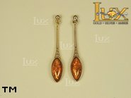 Jewellery GOLD earrings.  Stone: amber. TAG: ; name: GE276; weight: 3.9g.